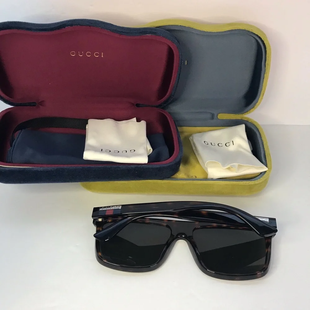New Authentic Gucci Green Browline Men's Sunglasses GG0748S 003